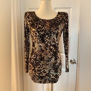 Leopard Print Long Sleeve Dress